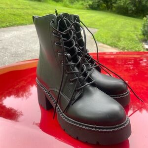 Madden Girl Black Lace-Up Ankle Boots